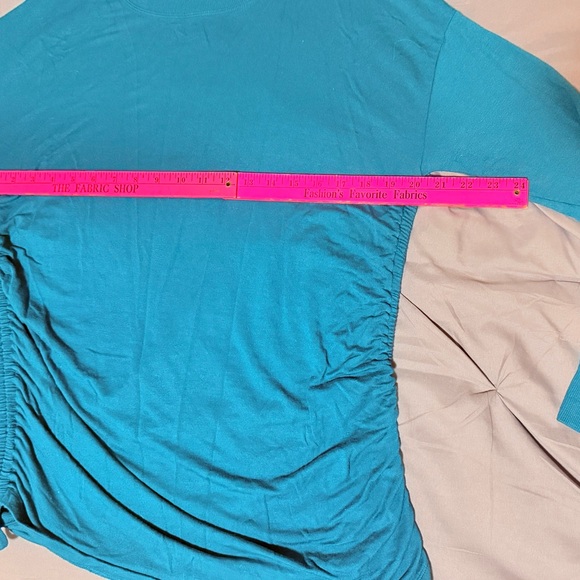 Athleta Drishti Ruched Long Sleeve Sweatshirt Coastal Teal Size MED MSRP $89 - Picture 7 of 9